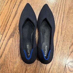 Rothy's Black Flats with Blue Detail